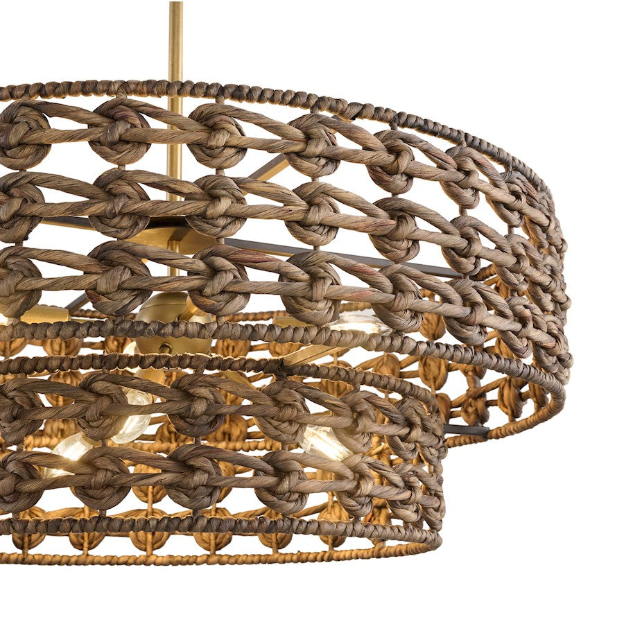 Savoy House Silencio 7 Light Pendant, Riviera Brass