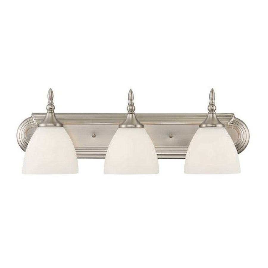 3 Light Bathroom Vanity Light, Satin Nickel