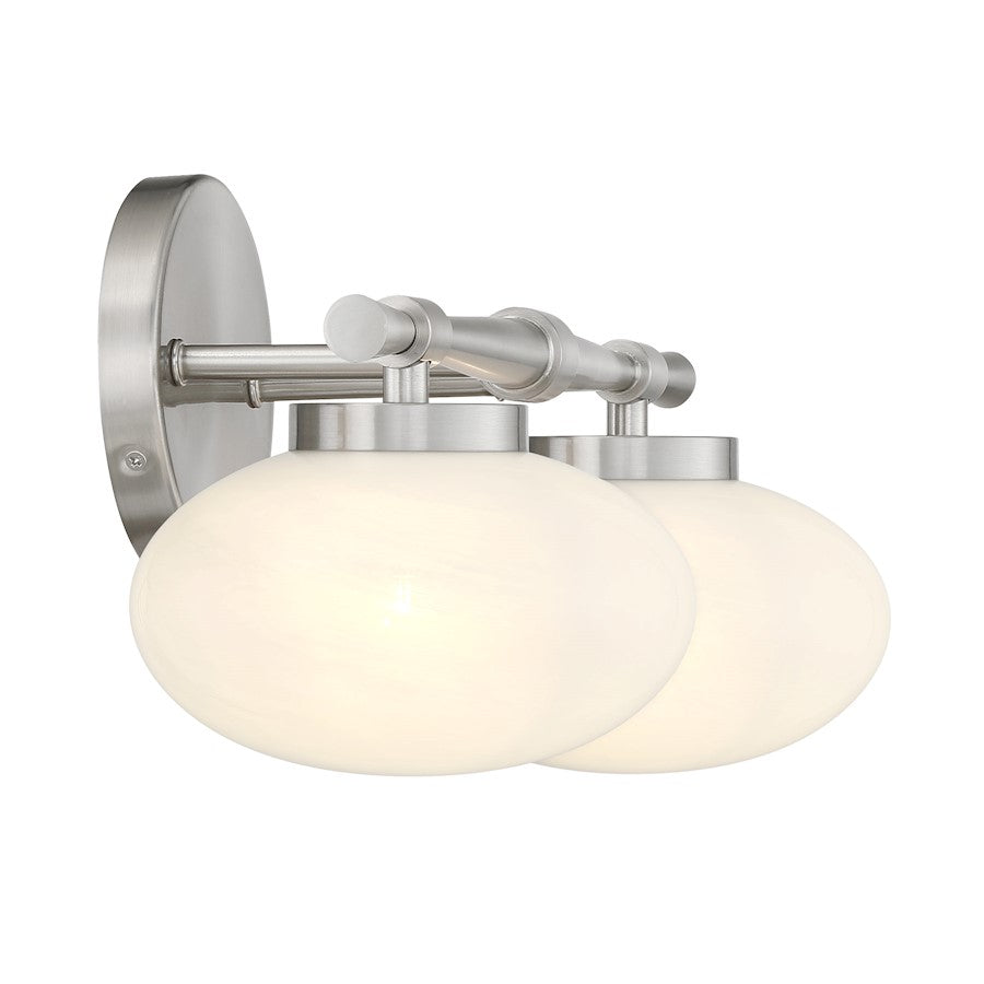 Savoy House Barrow 2 Light Bath, Satin Nickel/Strie