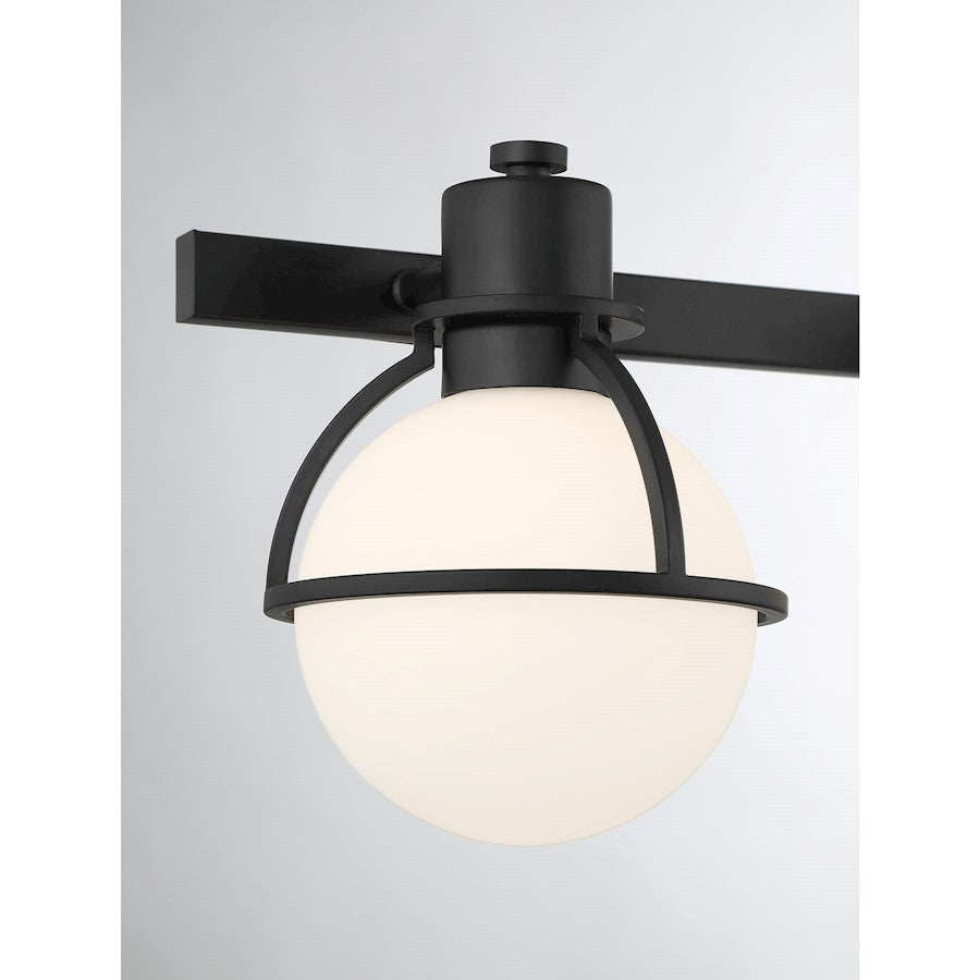 Savoy House Pierce 3 Light Bath, Matte Black/Opal