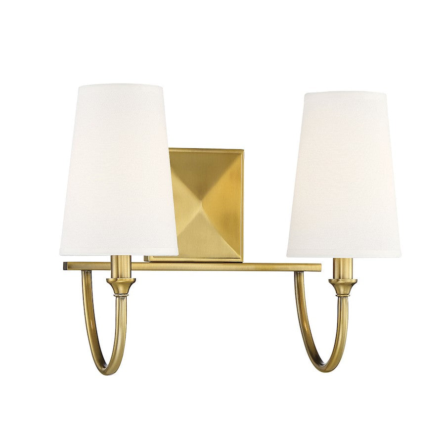 2 Light Bathroom Vanity Light, Warm Brass