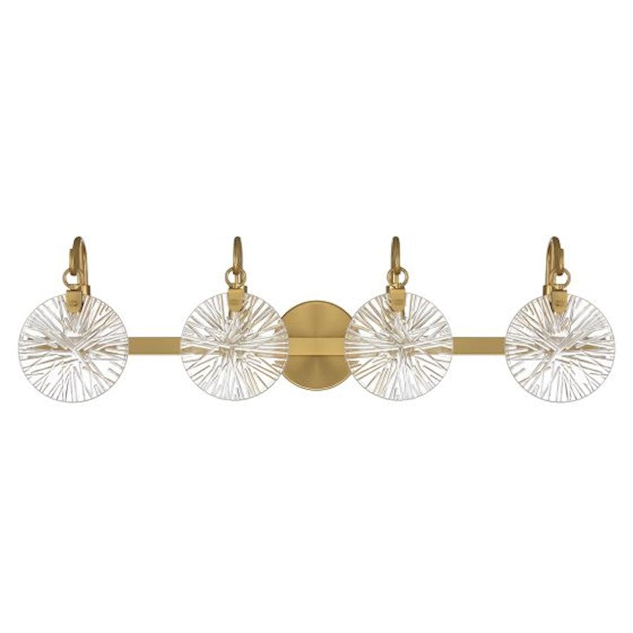 4 Light Bathroom Vanity Light, Warm Brass