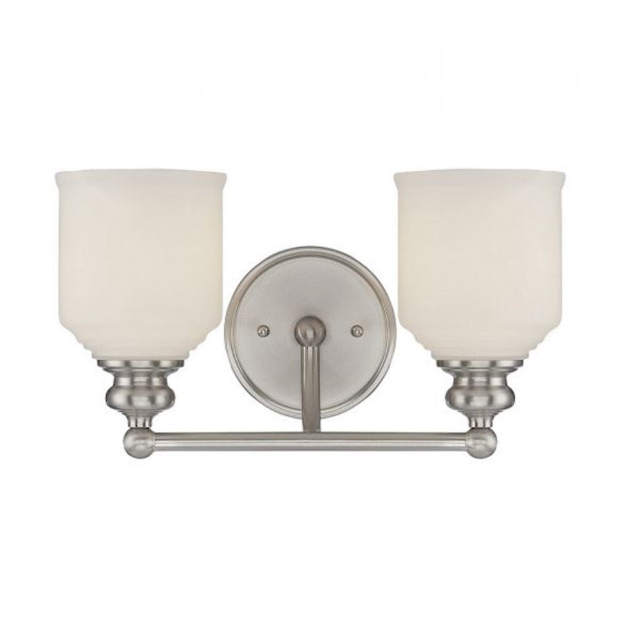 2 Light Bathroom Vanity Light, Satin Nickel