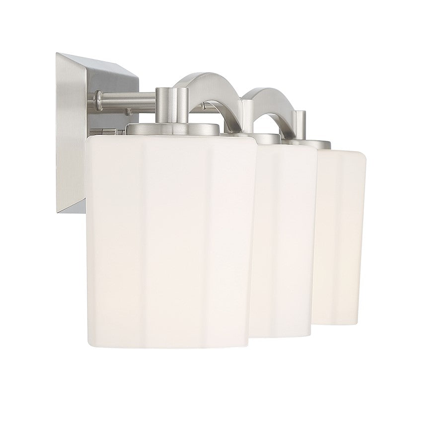 3 Light Bathroom Vanity Light, Satin Nickel