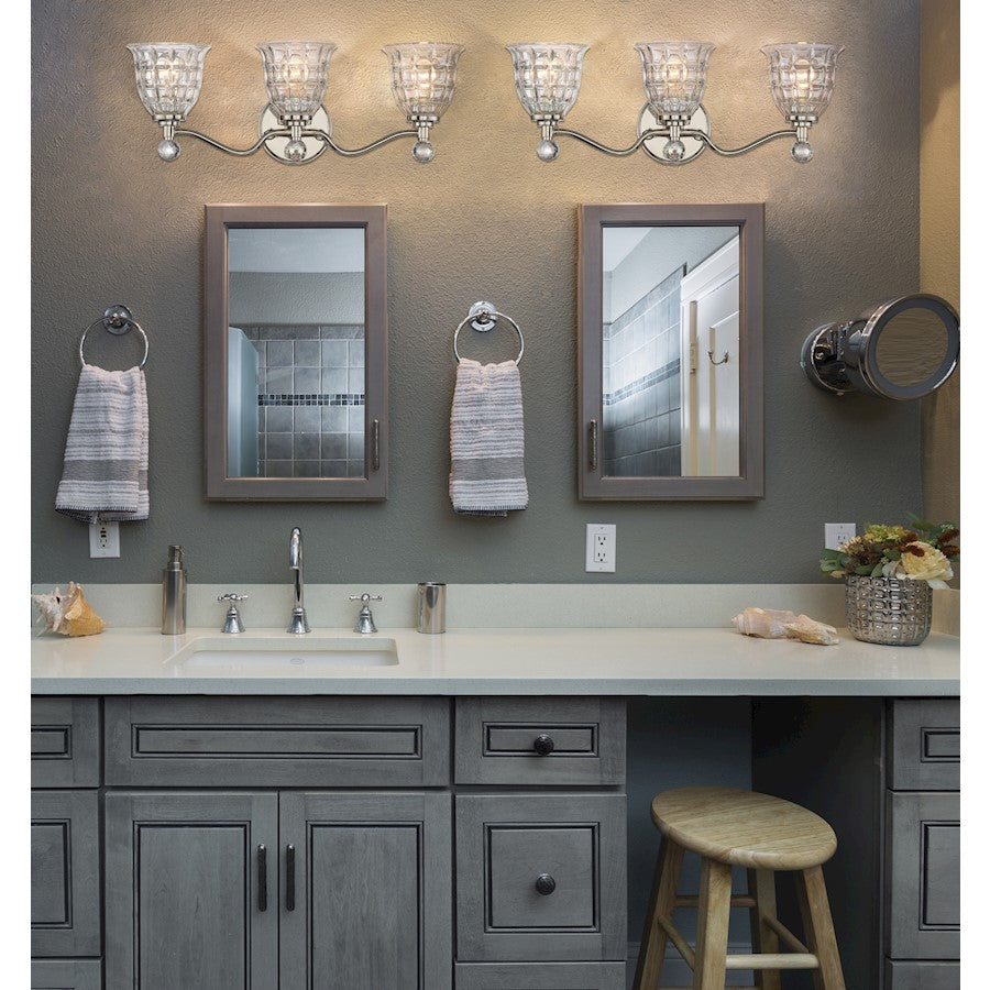 3 Light Bathroom Vanity Light, Polished Nickel