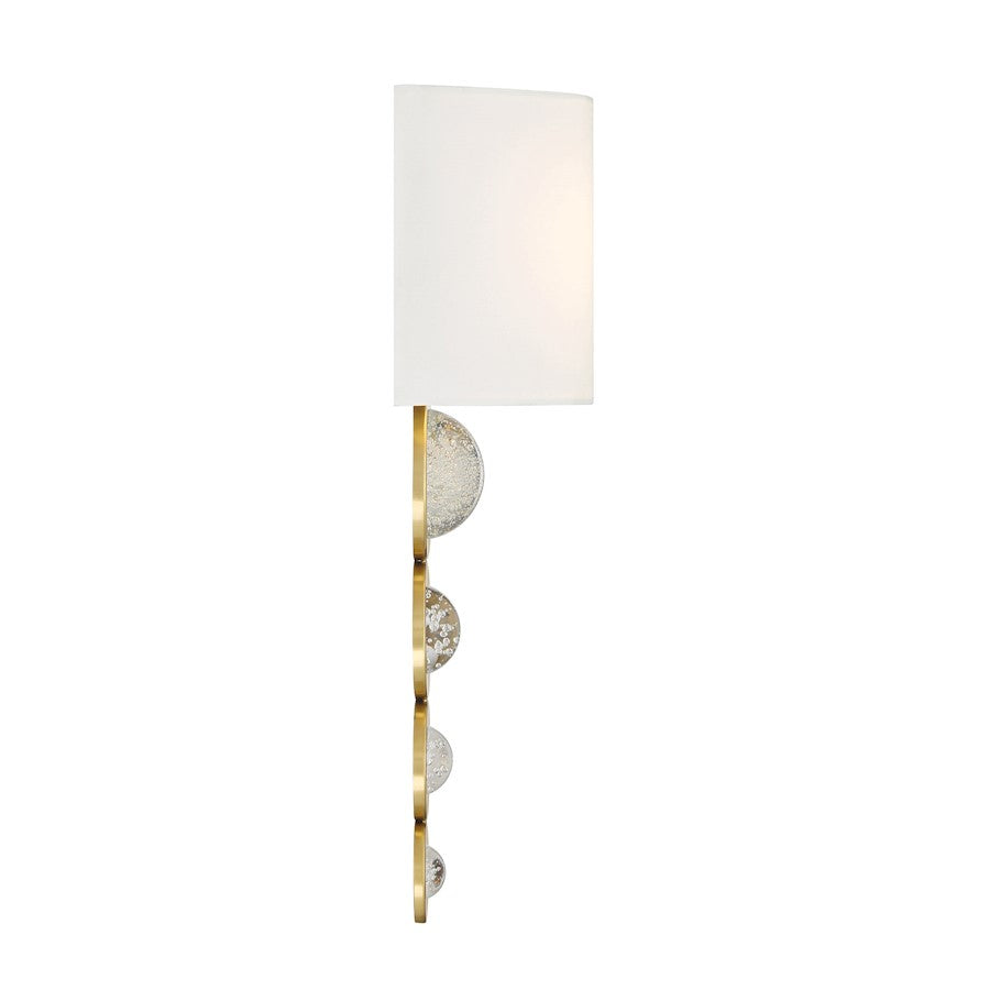 Savoy House Marseille 1 Light Sconce, Warm Brass/White
