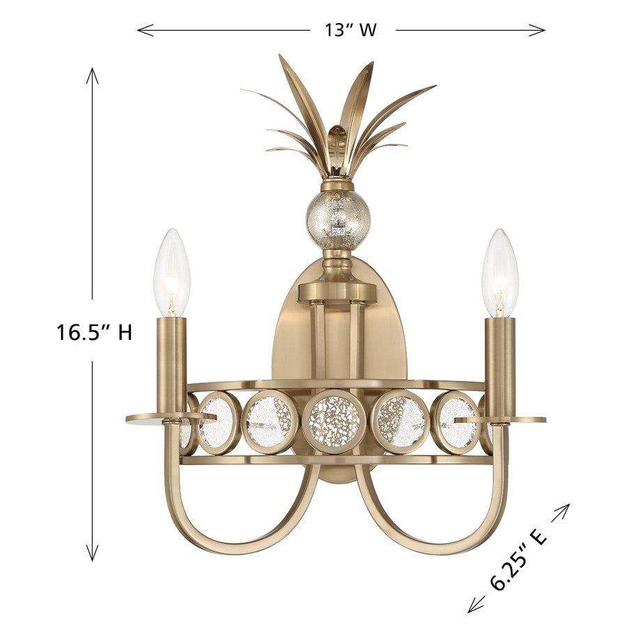 Savoy House Hearst 2 Lt Sconce, Antique, Noble Brass
