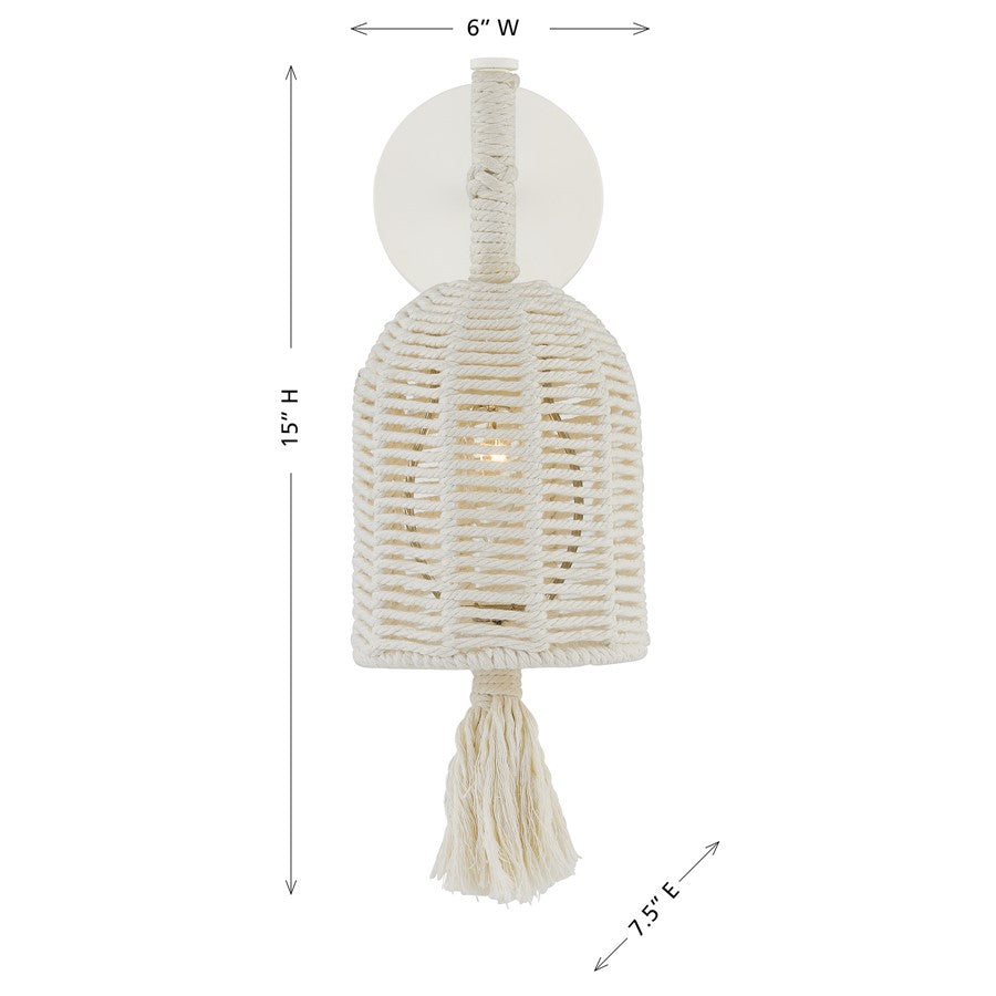 Savoy House Lunara 1 Lt Sconce, Cotton