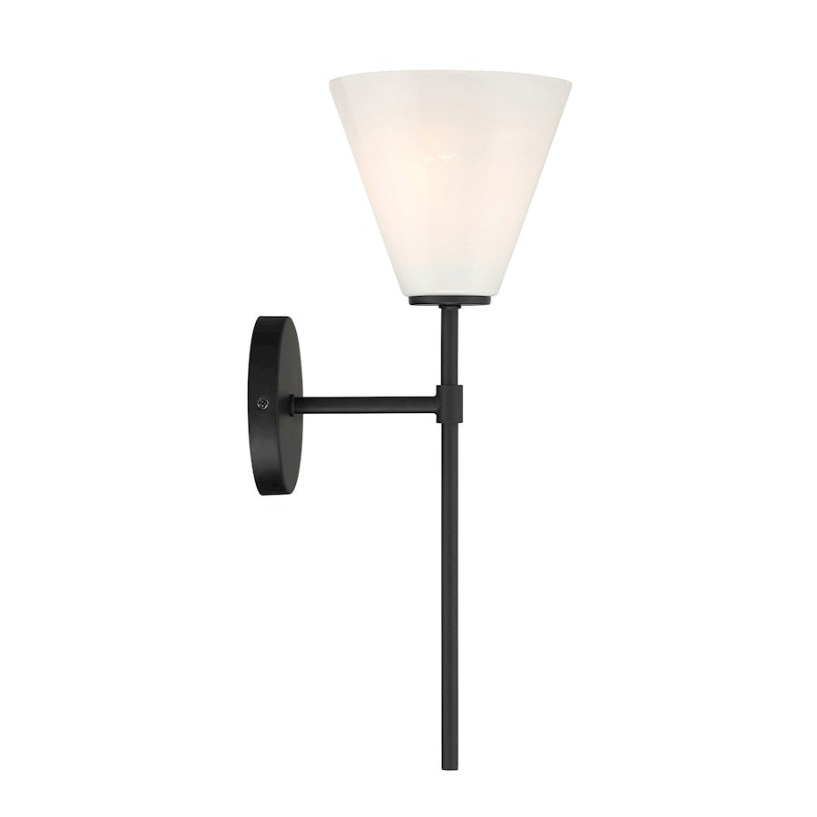Savoy Essentials Blair 1 Light Sconce, Matte Black/Strie