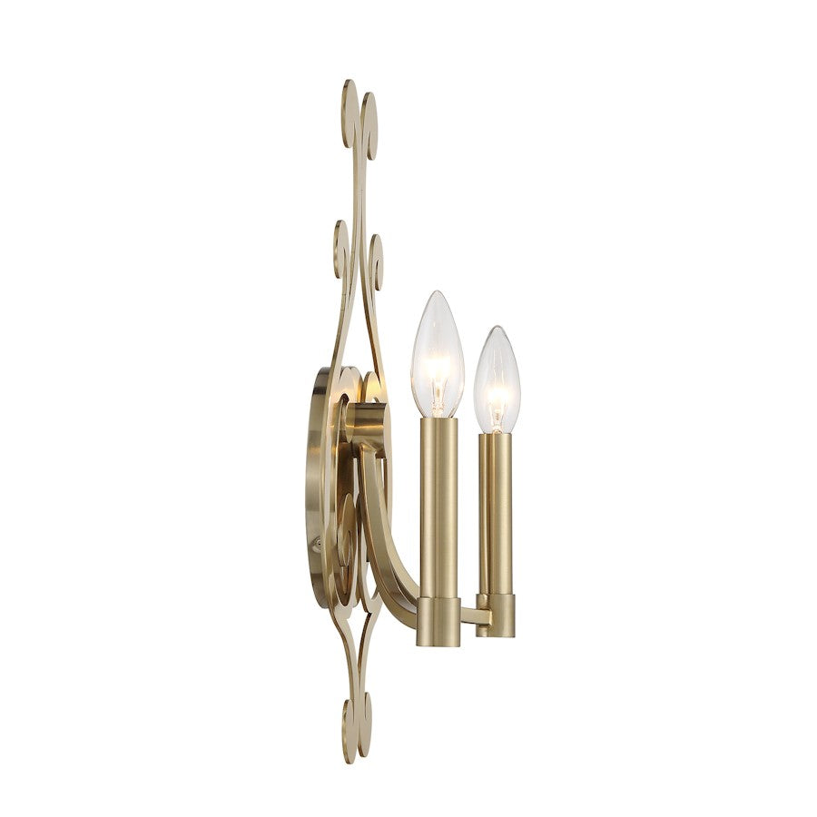 Savoy House Lombard 2 Light Sconce, Noble Brass