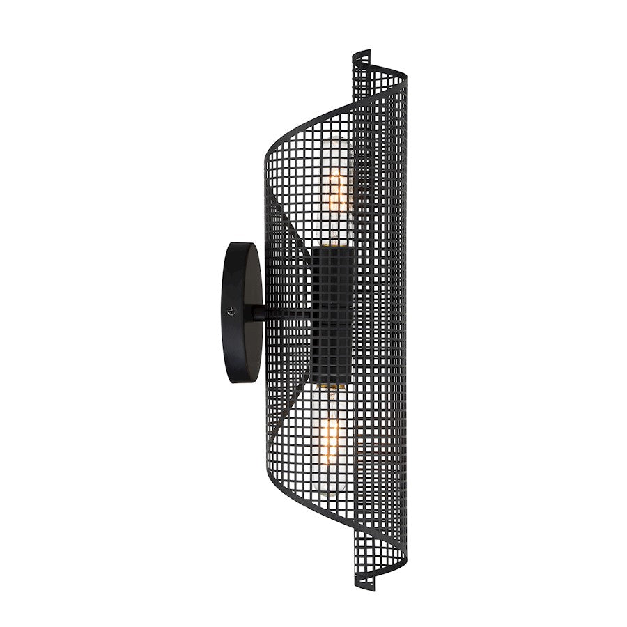 Savoy Essentials Hillbourne 2 Light Sconce, Matte Black/Perforated