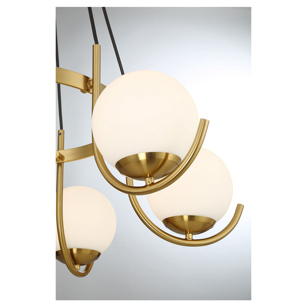 Savoy House Abella 31in 6-Light Chandelier | Mid-Century Modern Warm Brass and Opal Etched White Glass | Dining Room & Foyer | Model L1-1345-6-322