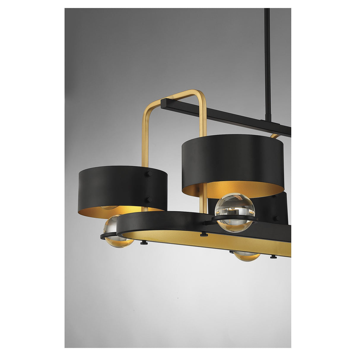 Savoy House Chambord 41in 6-Light Linear Chandelier | Glam Vintage Black and Warm Brass Metal | Kitchen Island & Dining Room | Model L1-2924-6-51