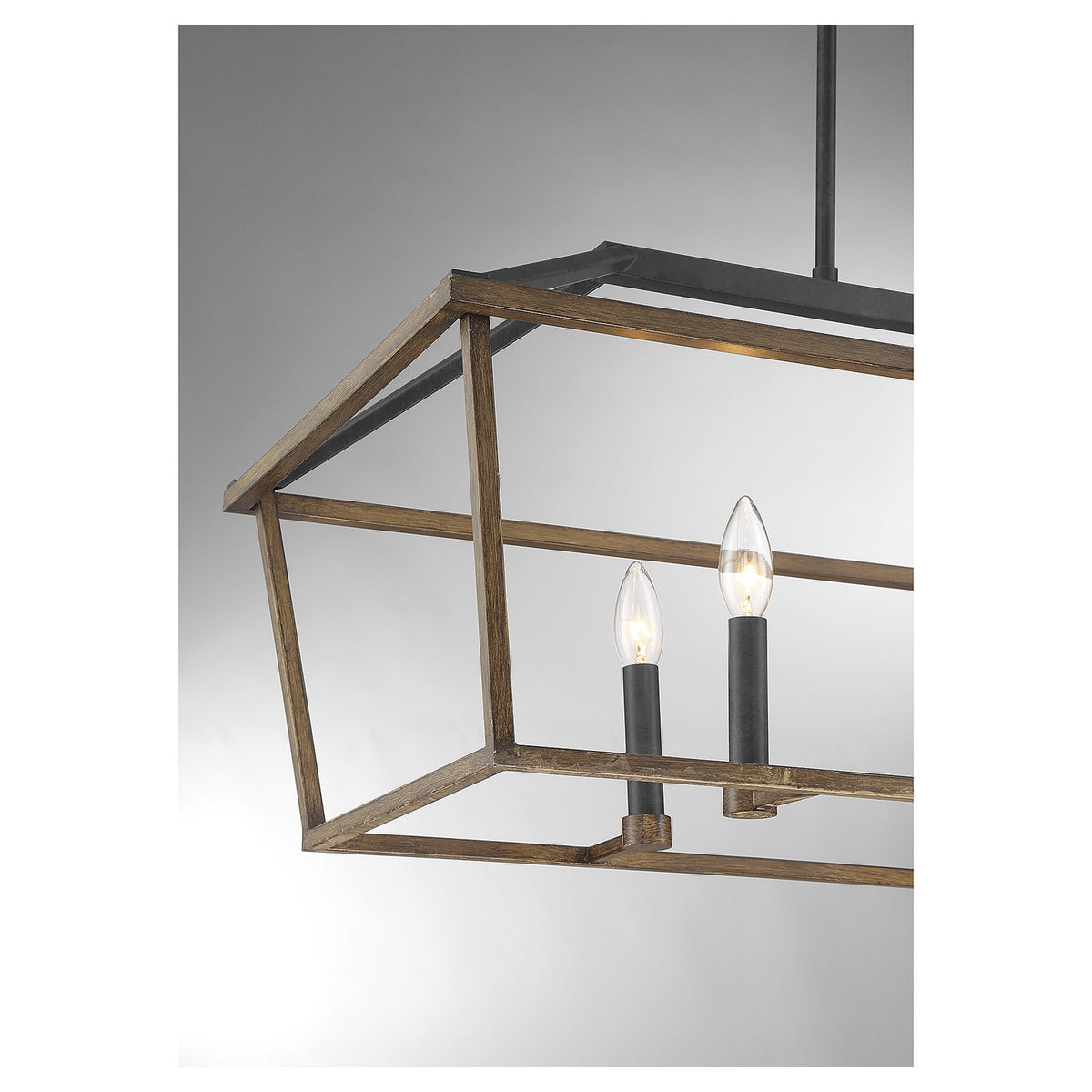 Savoy House Oaklawn 40in 6-Light Linear Chandelier | Farmhouse Whiskey Wood Metal | Kitchen Island & Dining Room | Model L1-5302-6-68