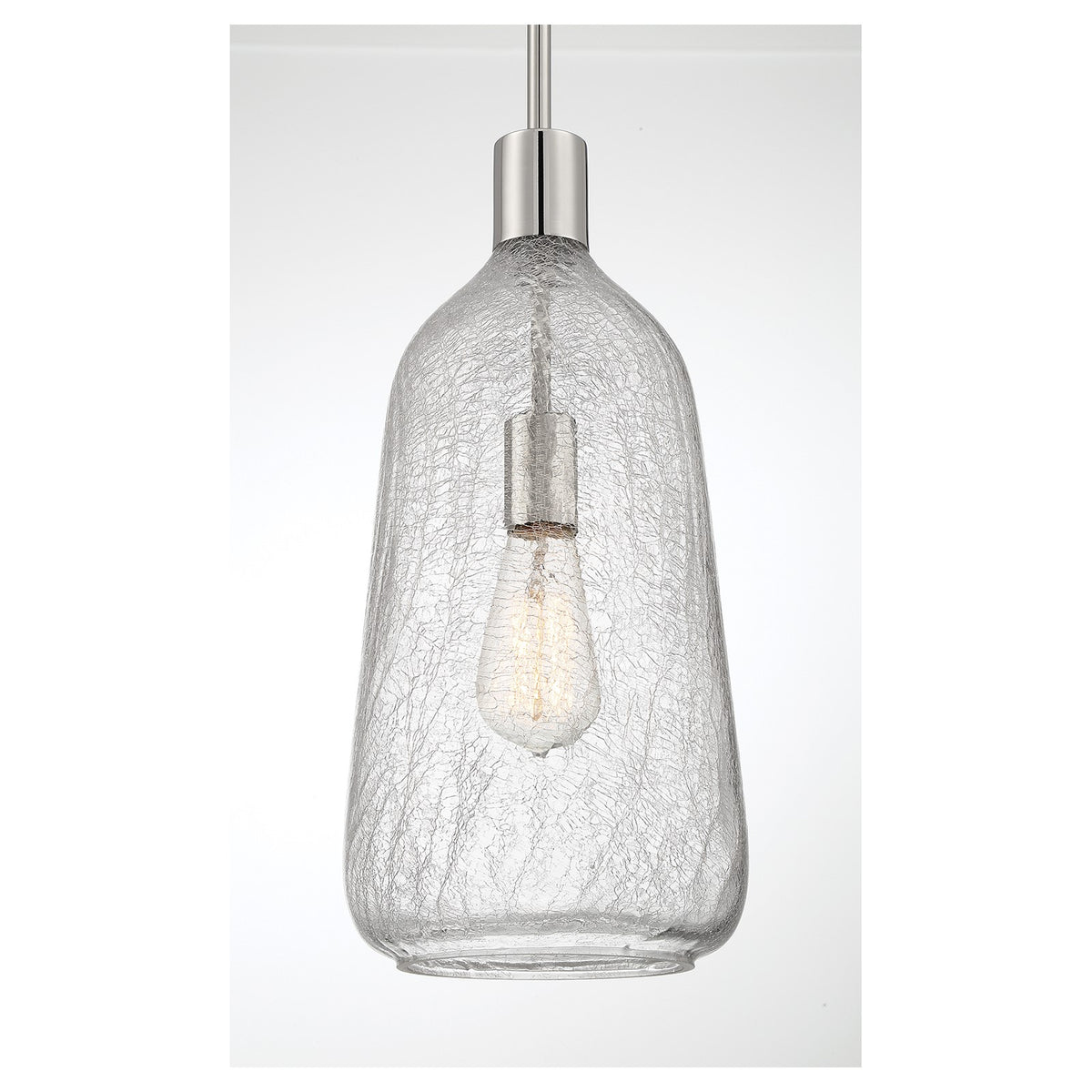 Savoy House Adair 8in 1-Light Pendant | Vintage Polished Nickel and Clear Crackle Glass | Kitchen Island & Dining Room | Model L7-4801-1-109