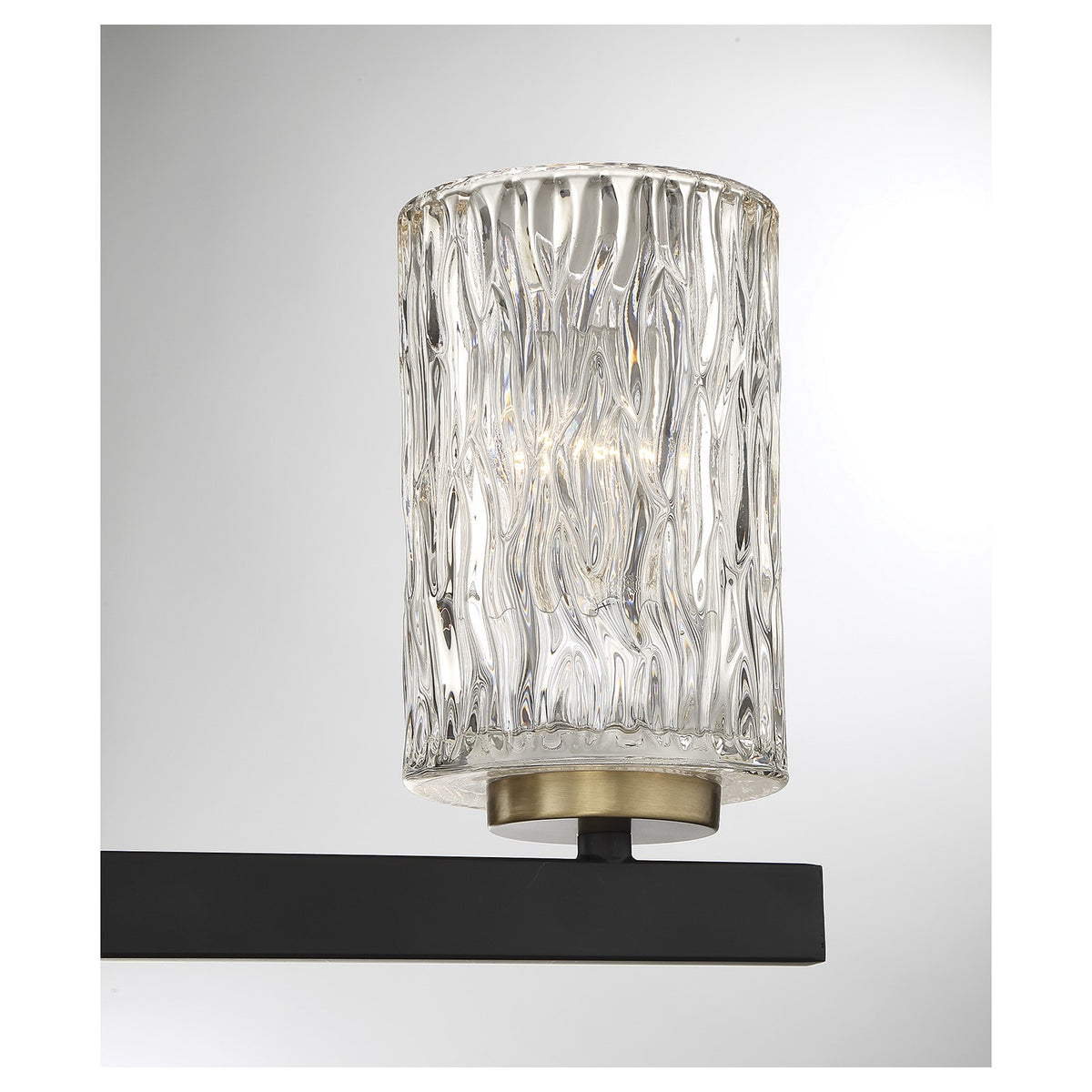 Savoy House Keene 23in 3-Light Vanity Light | Modern Matte Black and Warm Brass Clear Water Glass | Bathroom Vanity | Model L8-3601-3-143