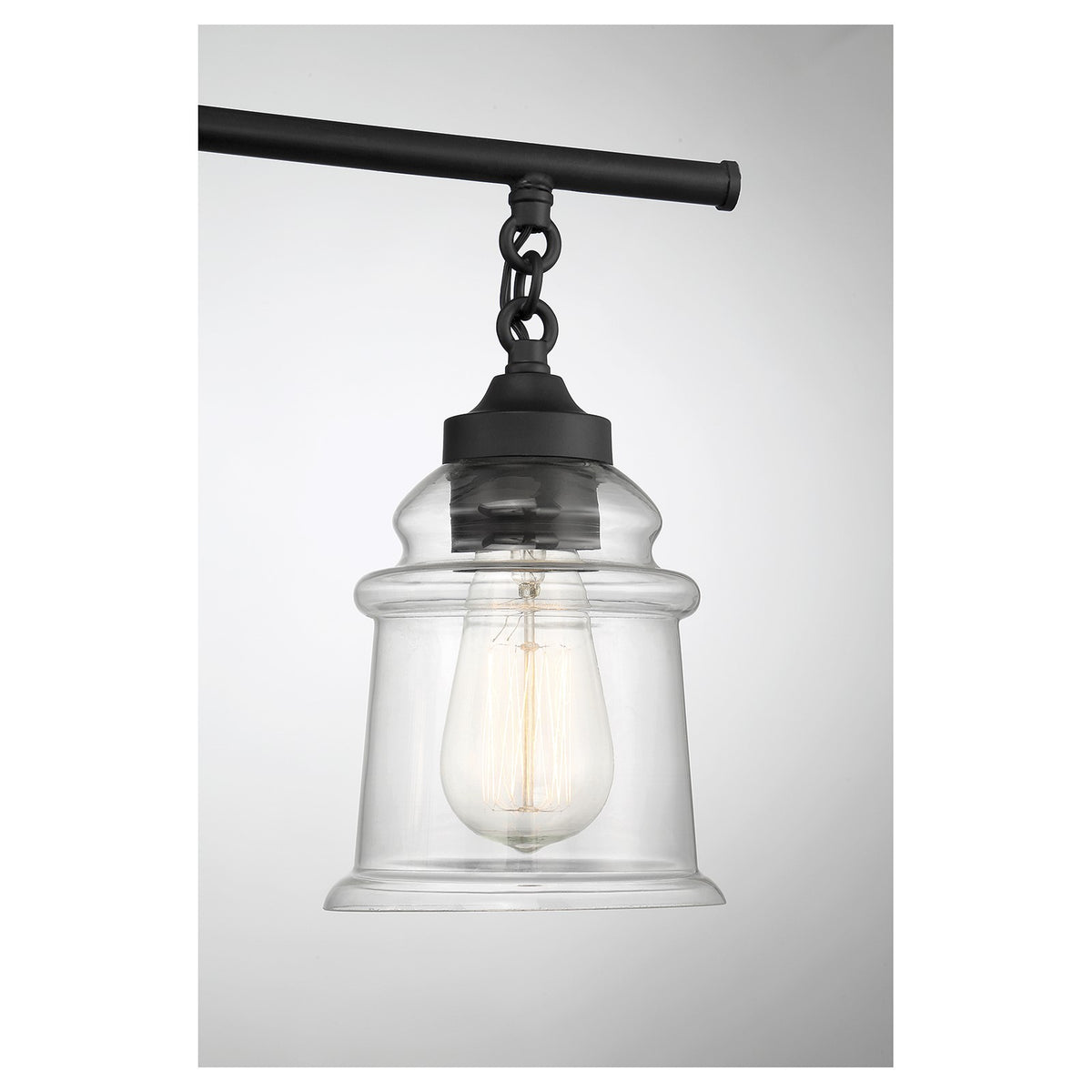 Savoy House Fuller 24in 3-Light Vanity Light | Vintage Matte Black and Clear Glass | Bathroom Vanity | 24 x 6.75 x 11 in | Model L8-8055-3-BK
