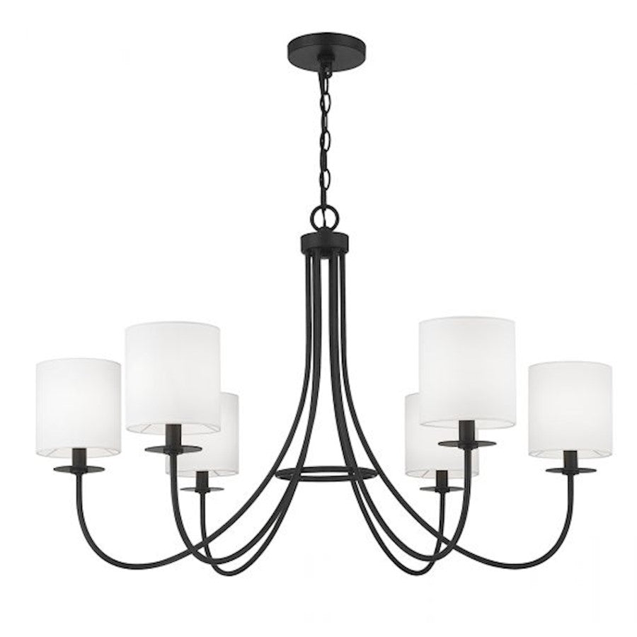 6-Light 36" Chandelier, Bisque White