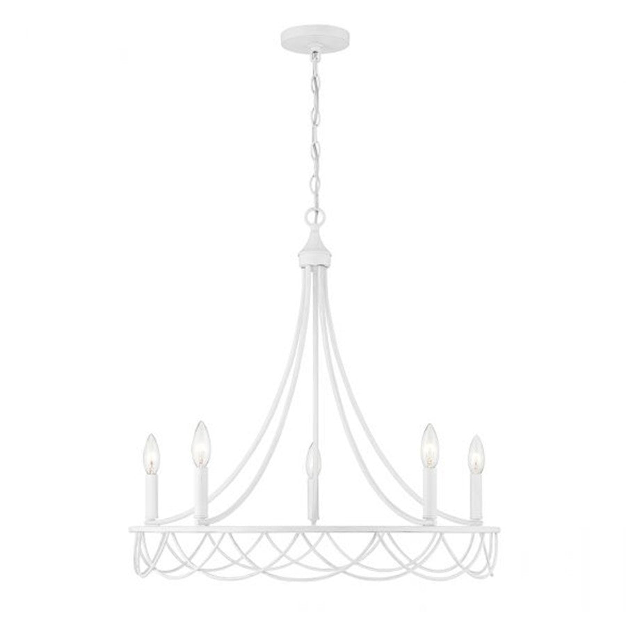 5 Light Chandelier, Distressed White