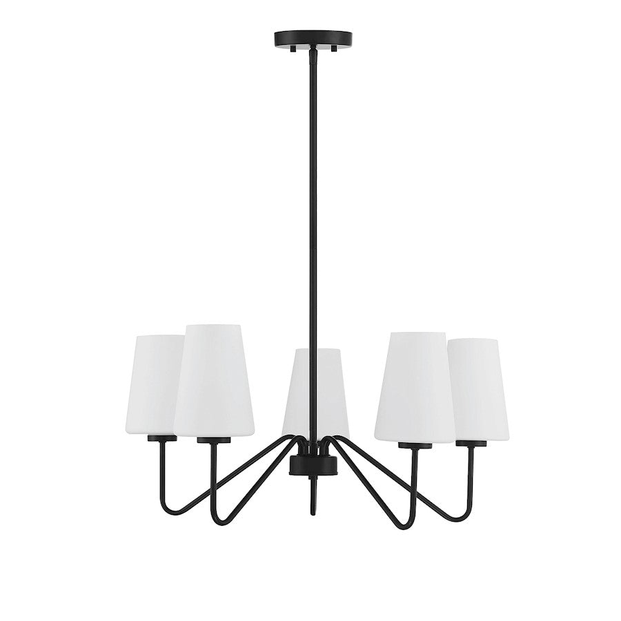 5-Light 12" Chandelier, Matte Black