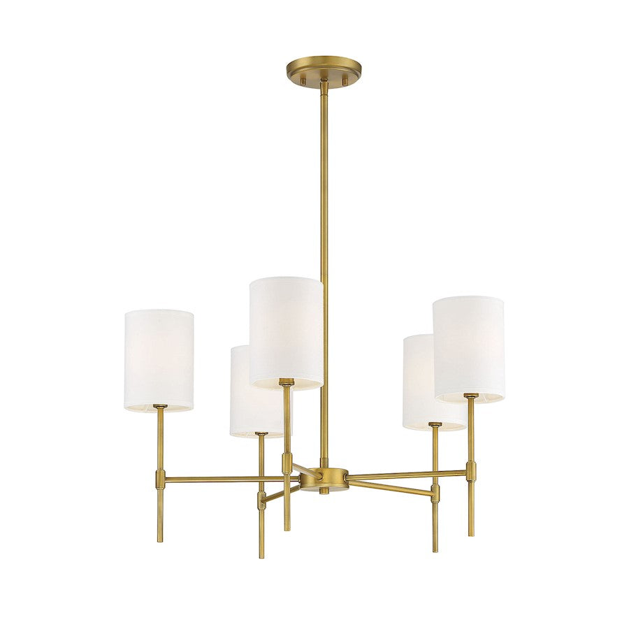5-Light 15" Chandelier, Natural Brass
