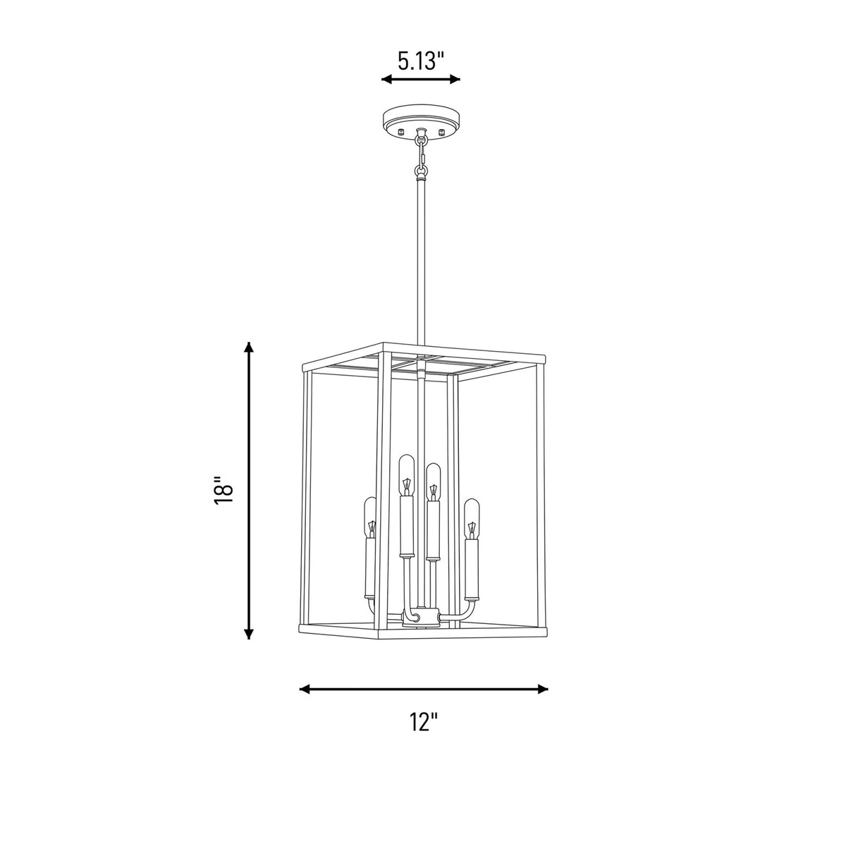4 Light 18" Pendant, Brushed Nickel