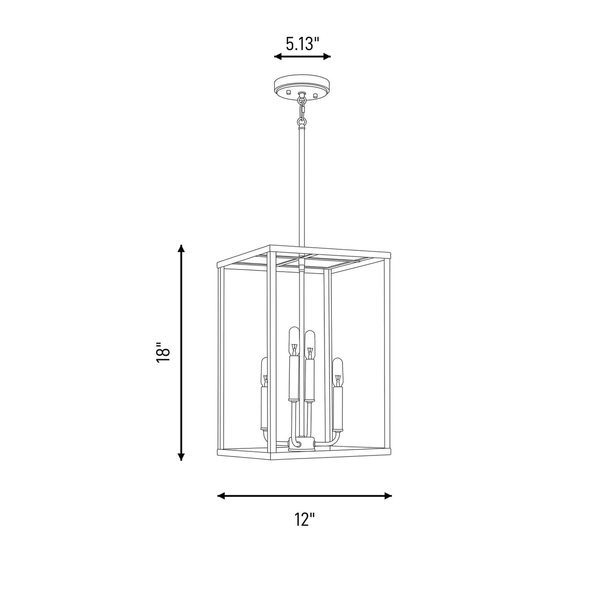 4 Light 18" Pendant, Polished Nickel