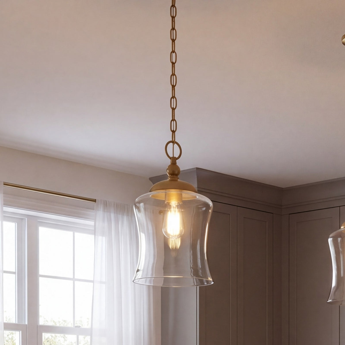 1 Light 17" Pendant, Natural Brass
