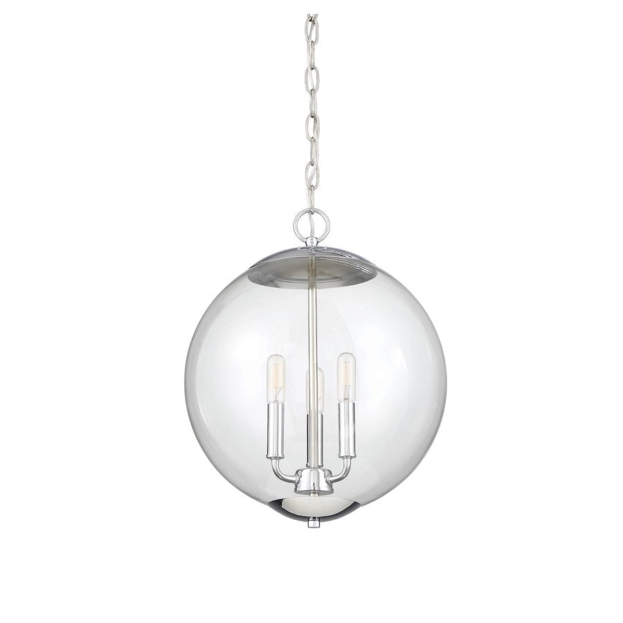 3 Light 17" Pendant, Chrome