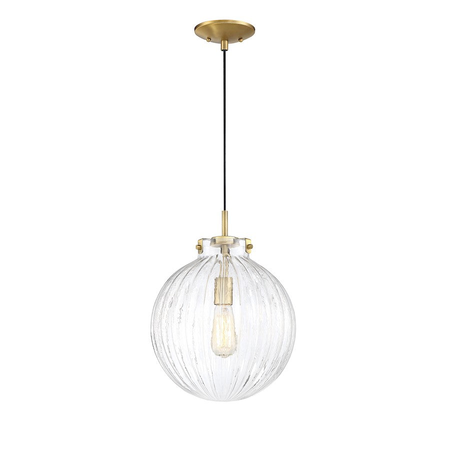 1 Light 12" Mini Pendant, Natural Brass