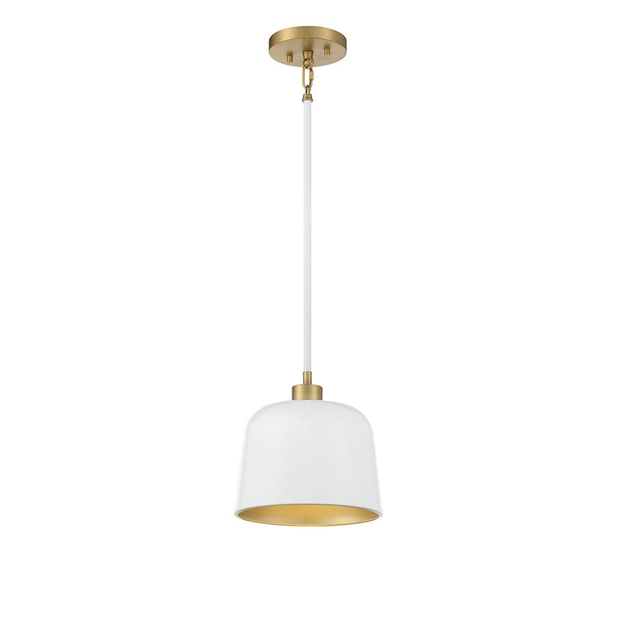 1 Light 9" Pendant, White