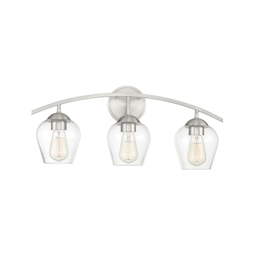 3-Light 24" Bathroom Vanity Light, Brushed Nickel