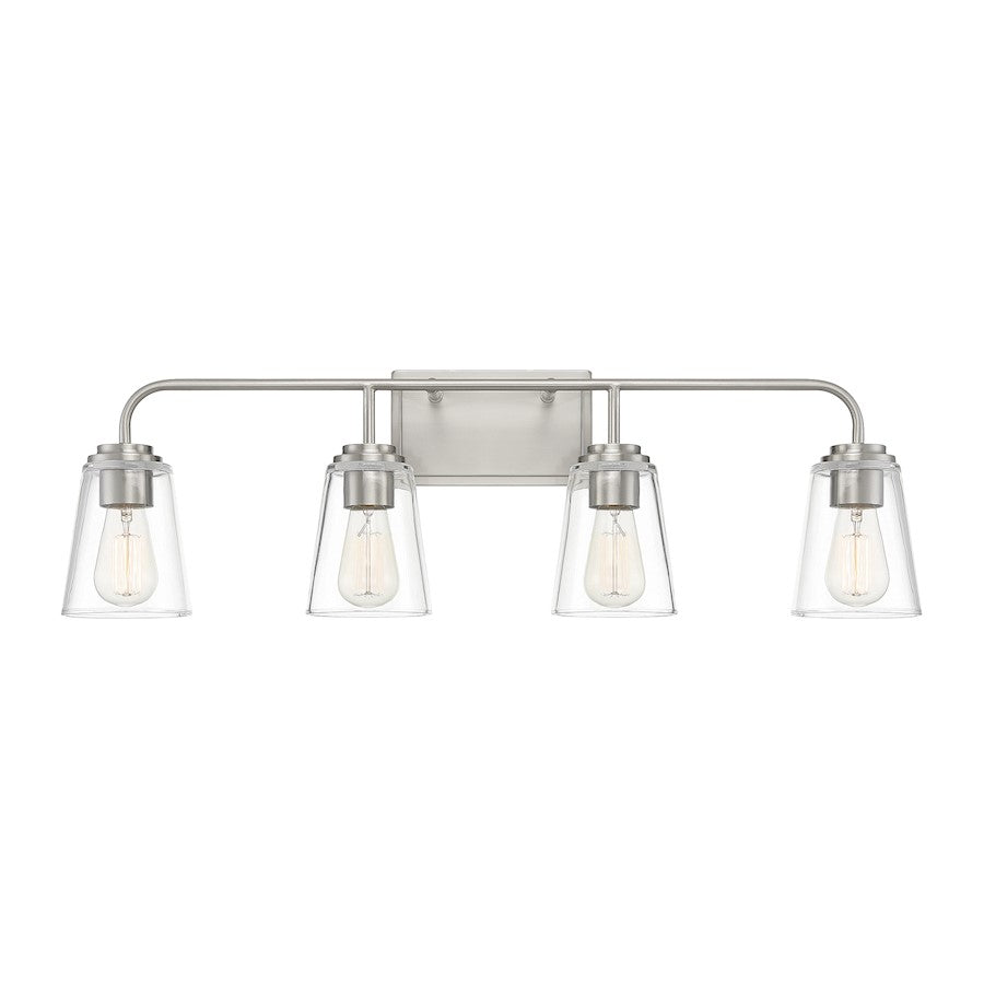 Savoy House 4-Light 32" Bathroom Vanity Light, Brushed Nickel/Clear - M80045BN