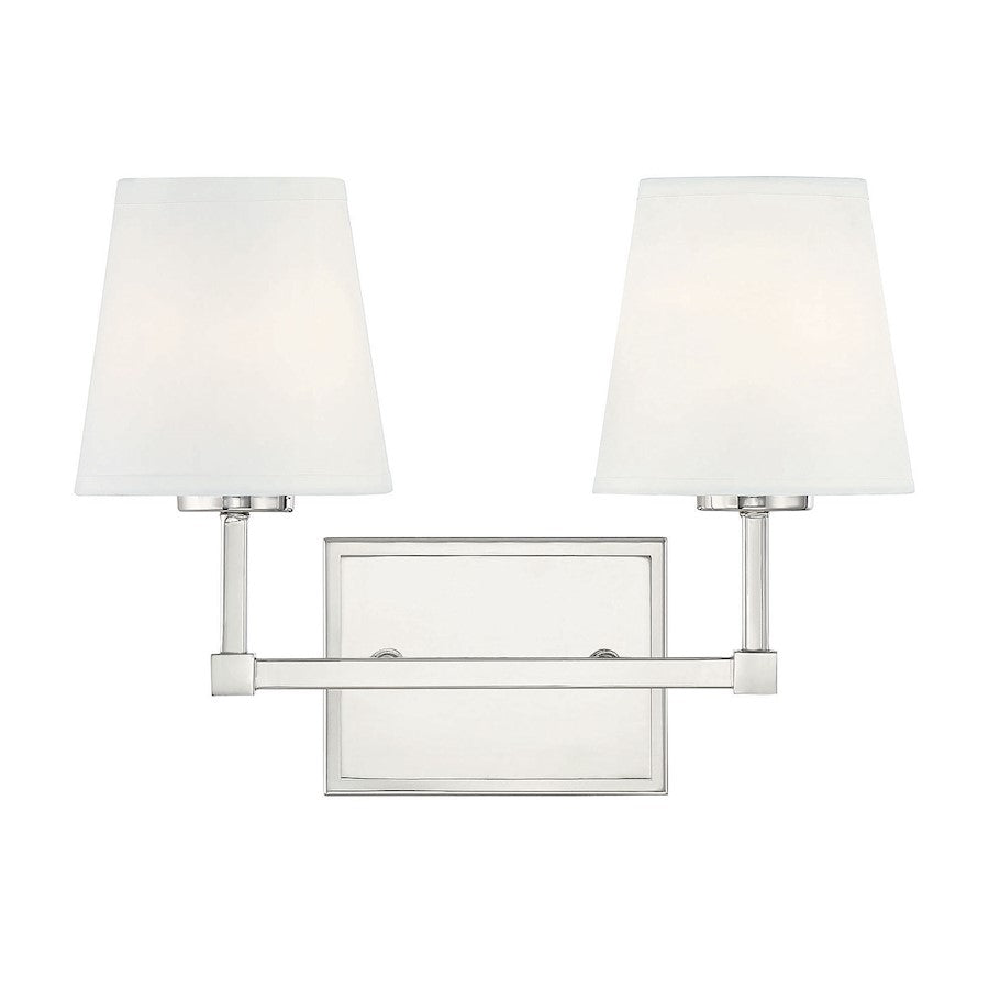 2-Light 15" Bathroom Vanity Light, Polished Nickel