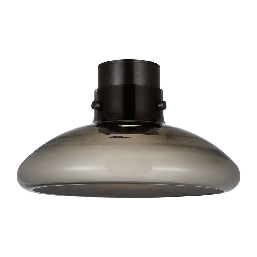 Visual Comfort Modern Morgan 1 Light 18" Flush Mount, BZ/Smoke