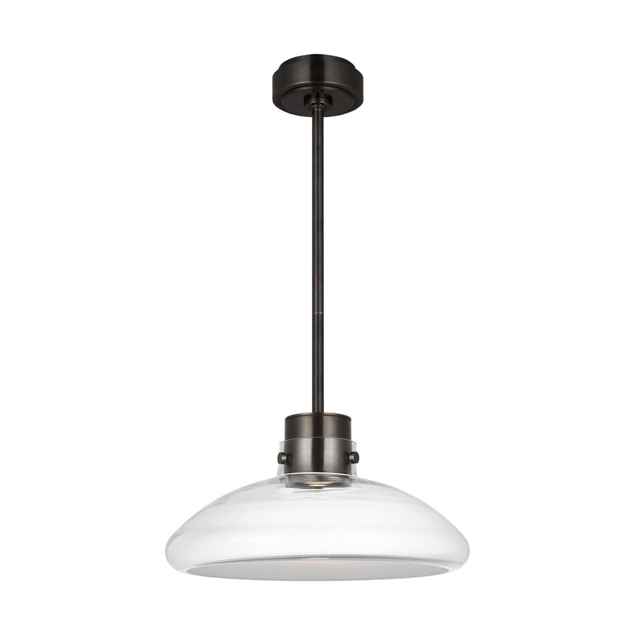 Visual Comfort Modern Morgan 1 Light 16" Pendant, Bronze/Clear