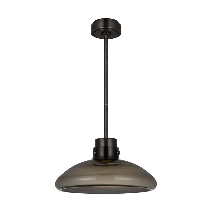 Visual Comfort Modern Morgan 1 Light 16" Pendant, Bronze/Smoke