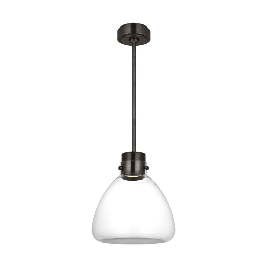 Visual Comfort Modern Morgan 1 Light 12" Pendant, Bronze/Clear
