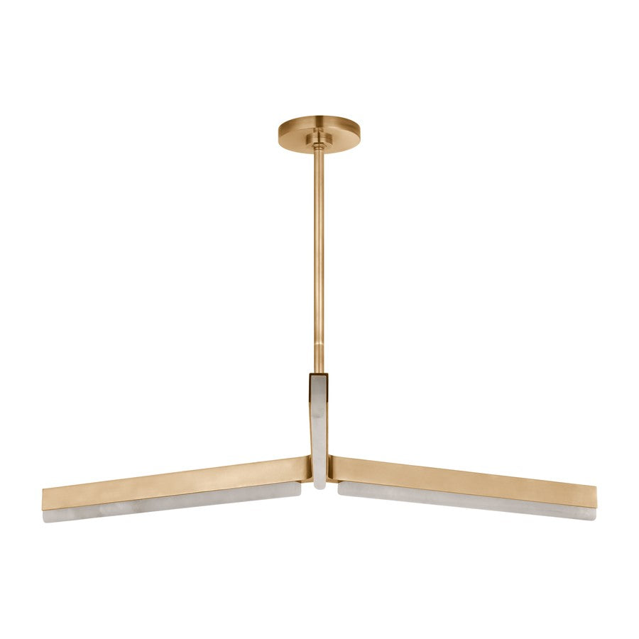 Visual Comfort Modern Linea 3 Light 42" Chandelier, Brass