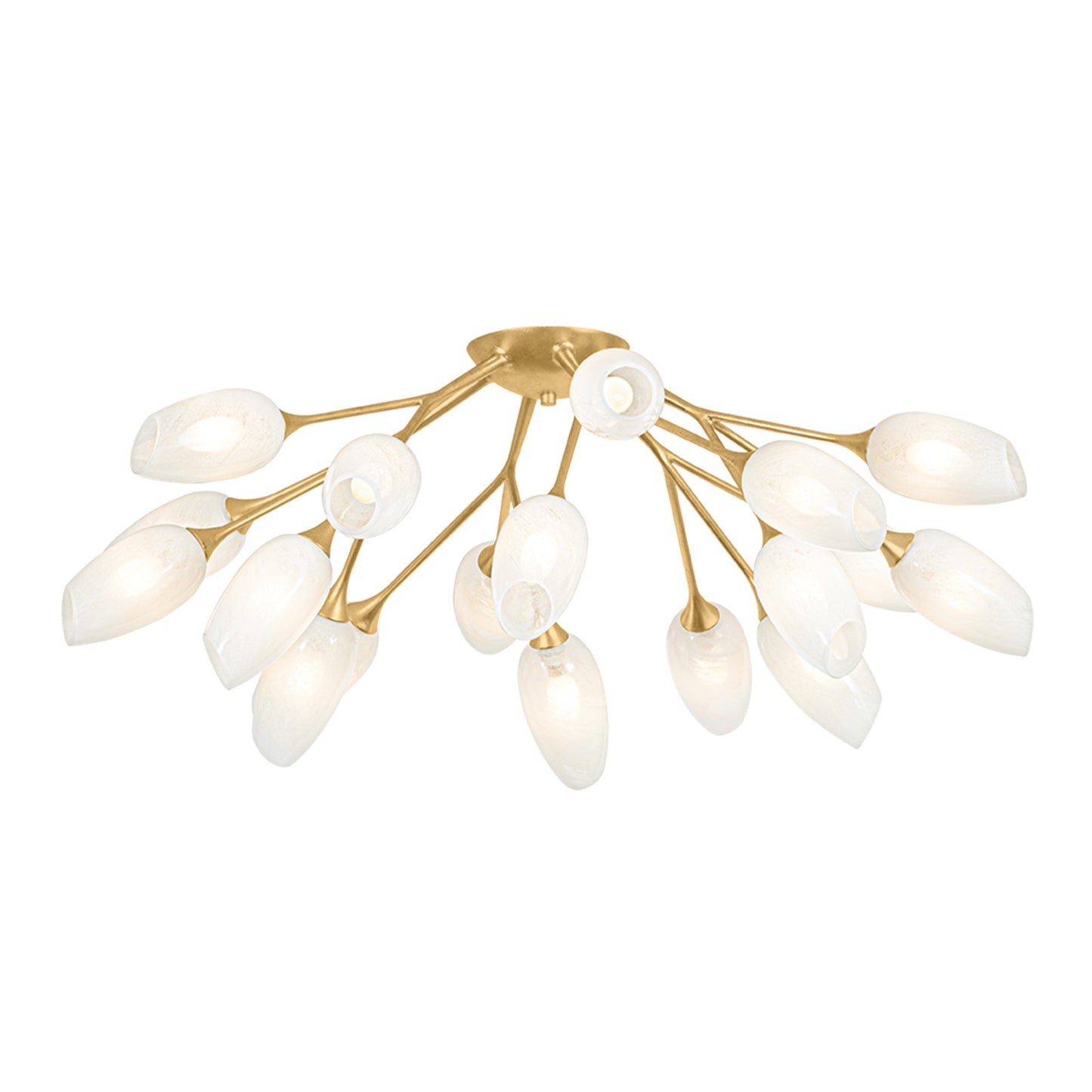 Troy Lighting Aldean 18 Light Semi Flush, Vintage Gold Leaf/Cloud