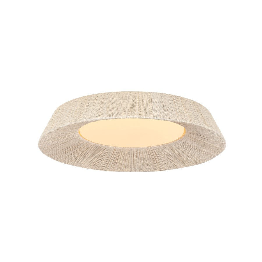 Troy Lighting Kenton 1Lt 24" Flush Mount, Vintage Gold Leaf/Abaca - C4424-VGL