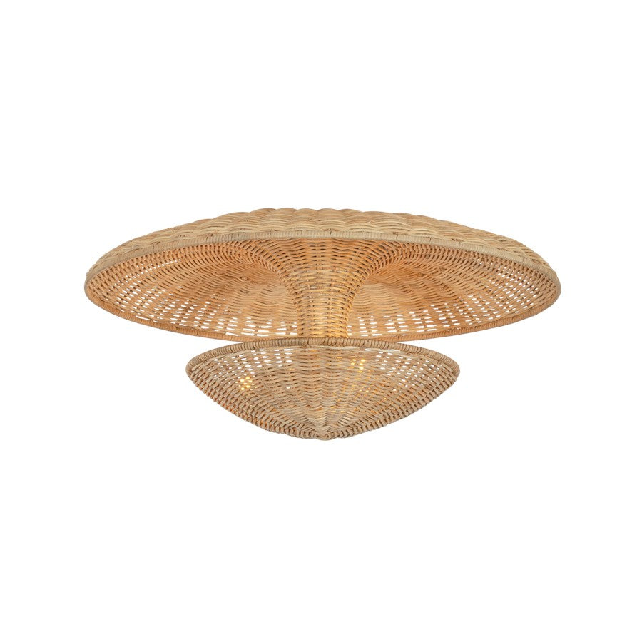 Troy Lighting Draco 3Lt Semi Flush, Bronze Leaf/Light Natural Wicker - C6222-BRL