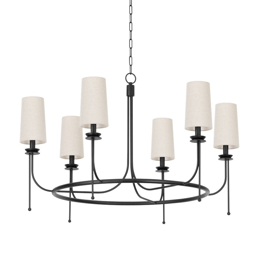 Troy Lighting Calder 6 Light Chandelier, Forged Iron/Natural - F1240-FOR