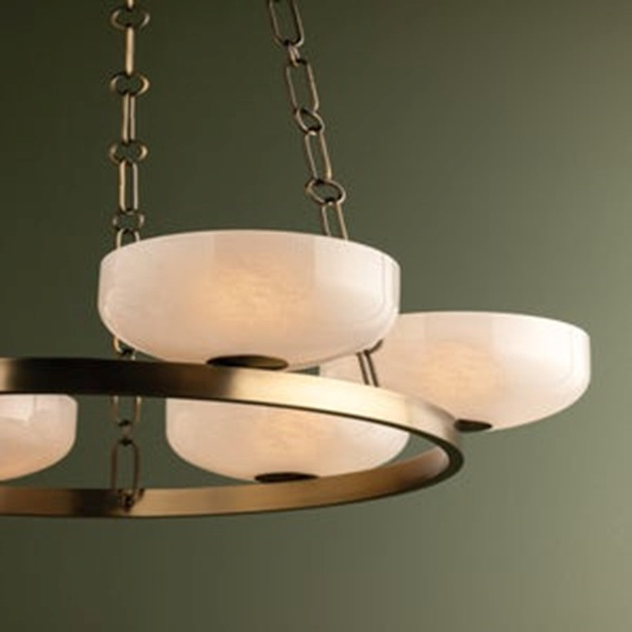 Troy Lighting Caelum 6Lt Chandelier, Patina Brass/Seeded Cloud
