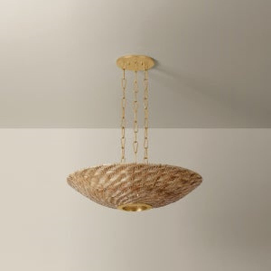 Troy Lighting Ollie 3Lt Pendant, Gold Leaf/Light Natural Wicker