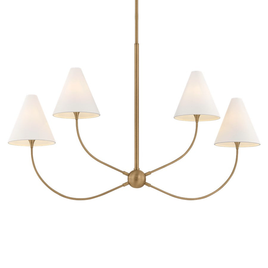 Troy Lighting Evermore 4Lt Linear, Patina Brass/Off White Linen - F1948-PBR