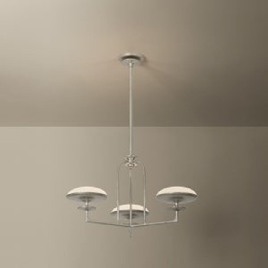 Troy Lighting Pacific 3Lt Chandelier, Warm Silver Leaf/Etched Matte