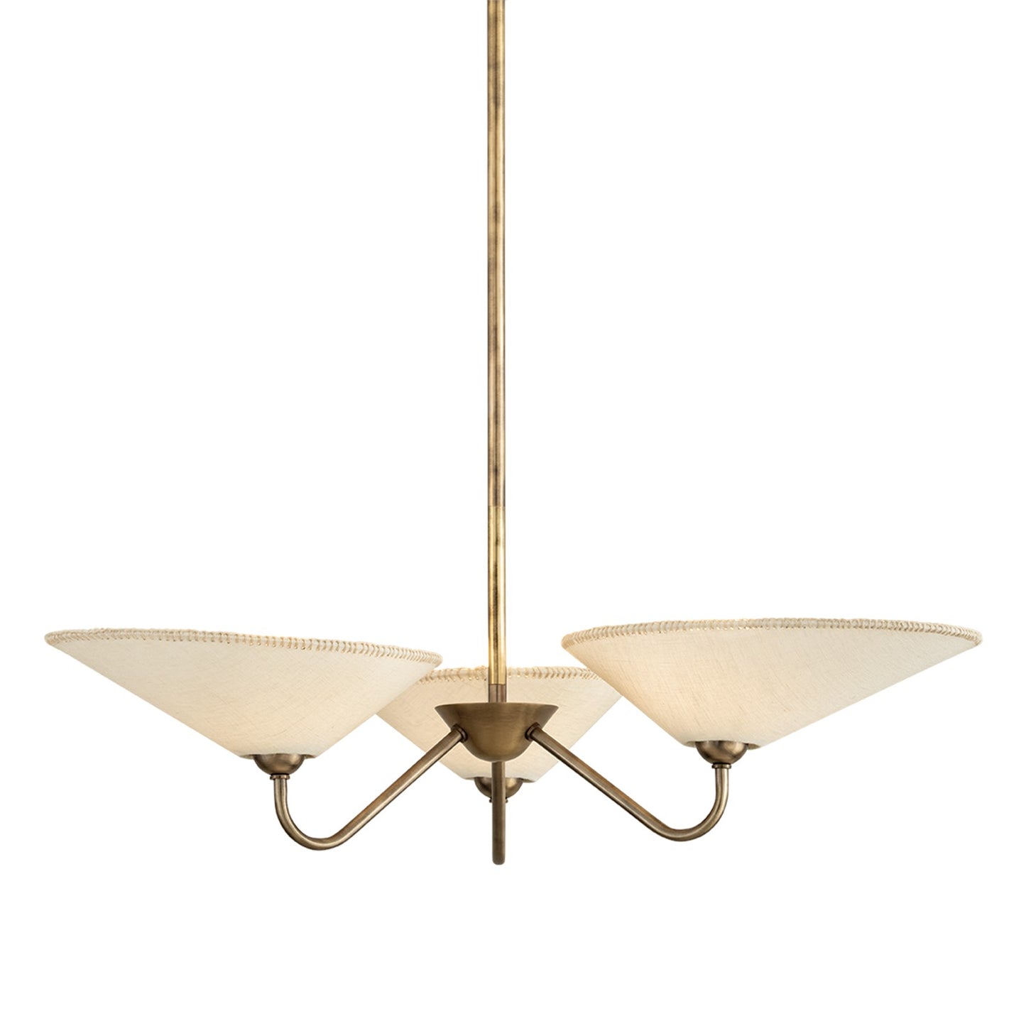 Troy Lighting Sinclair 3Lt Chandelier, Brs/Linen/Wipstich Trim