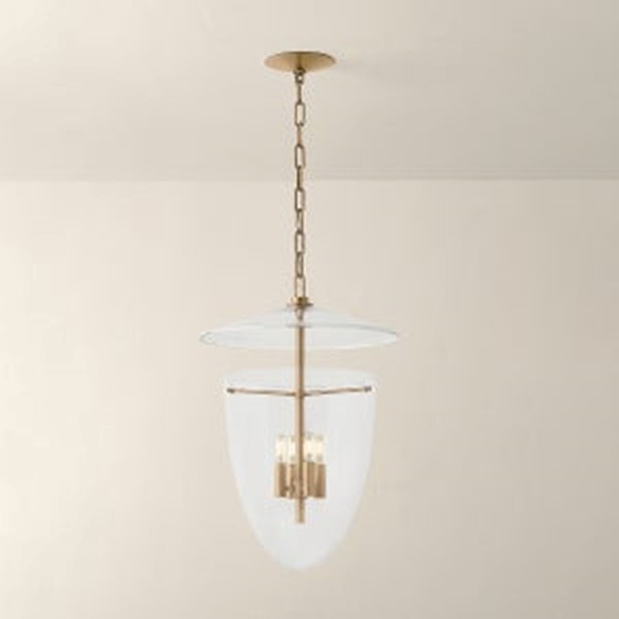 Troy Lighting Tully 4Lt Lantern, Patina Brass/Clear