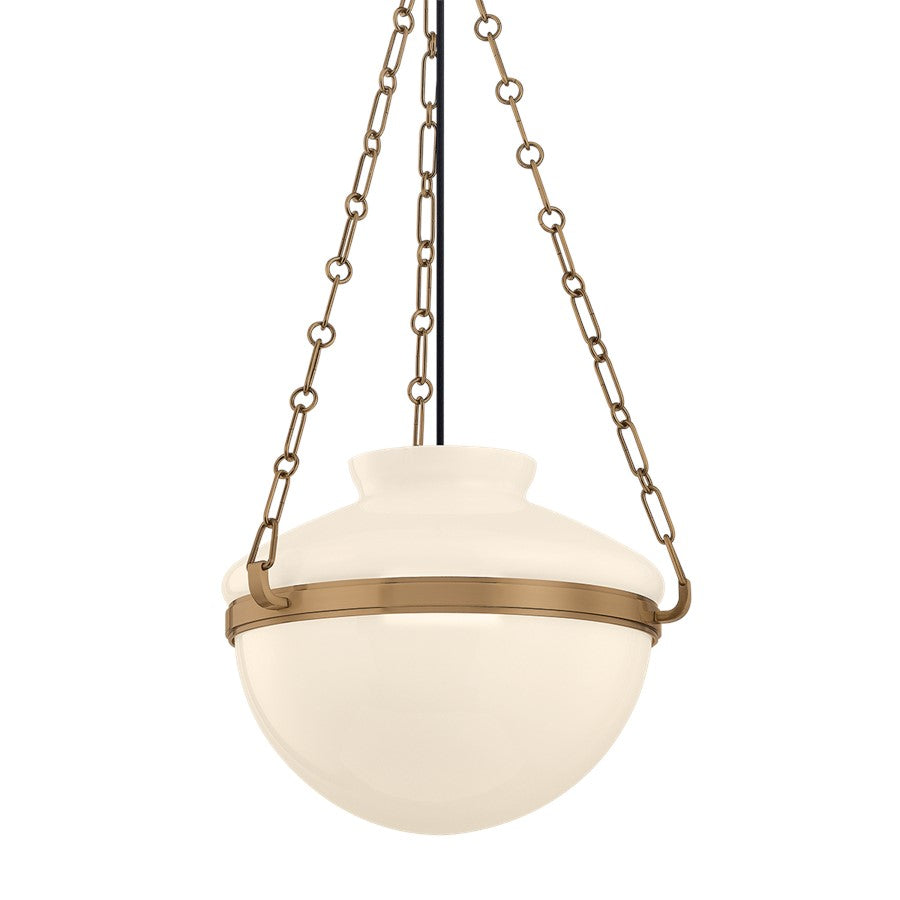 Troy Lighting Paradigm 1Lt 16" Pendant, Patina Brass/Opal Glossy - F5116-PBR